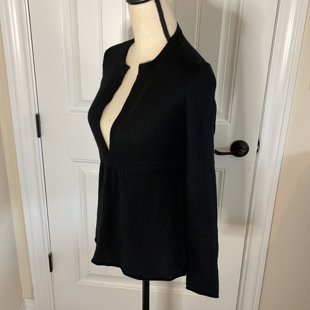 J Crew Wool Cashmere Blend Empire Waist V-Neck Sweater Black Size Small
